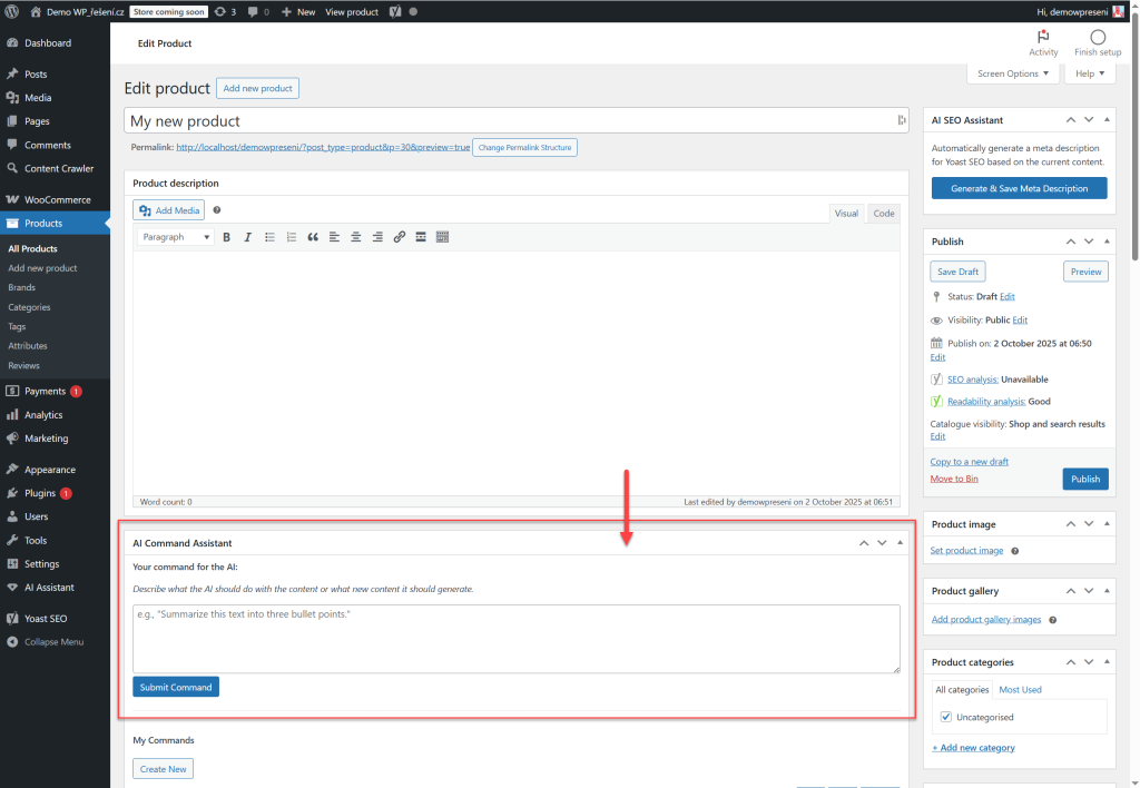 Athéna AI Content Assistant - for WooCommerce products