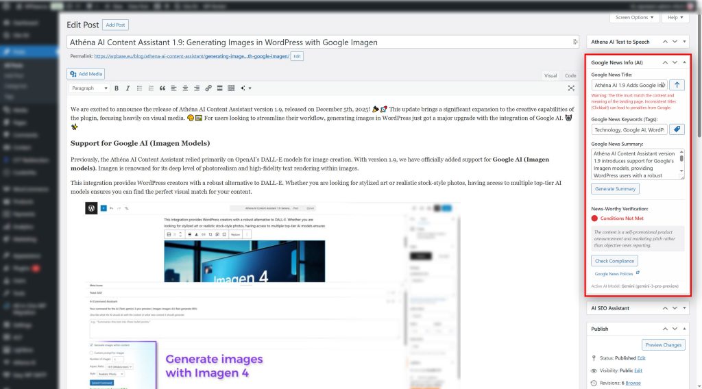Athéna AI Content Assistant - GN Publisher (Feed and Sitemap for Google News Publisher Center)